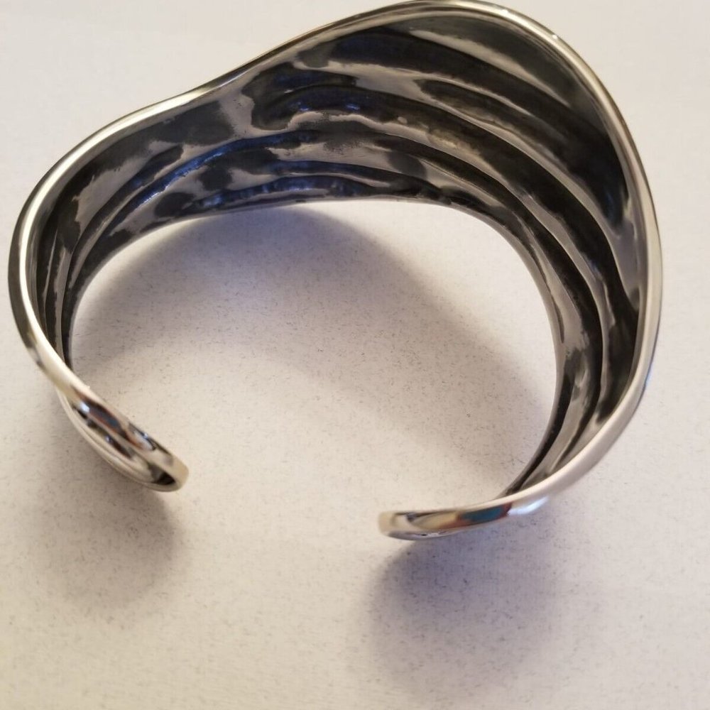 Solid Sterling Silver Oxidized Cascading Waves Wi… - image 3